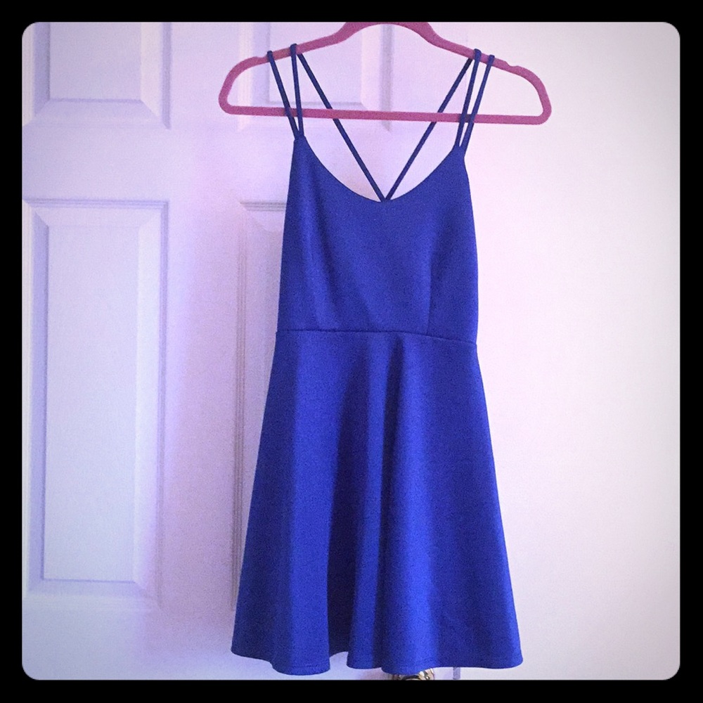 Royal Blue Strappy Fit & Flare Dress